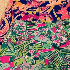 Two pairs. Lilly Pulitzer board shorts and a cotton stretch skort.